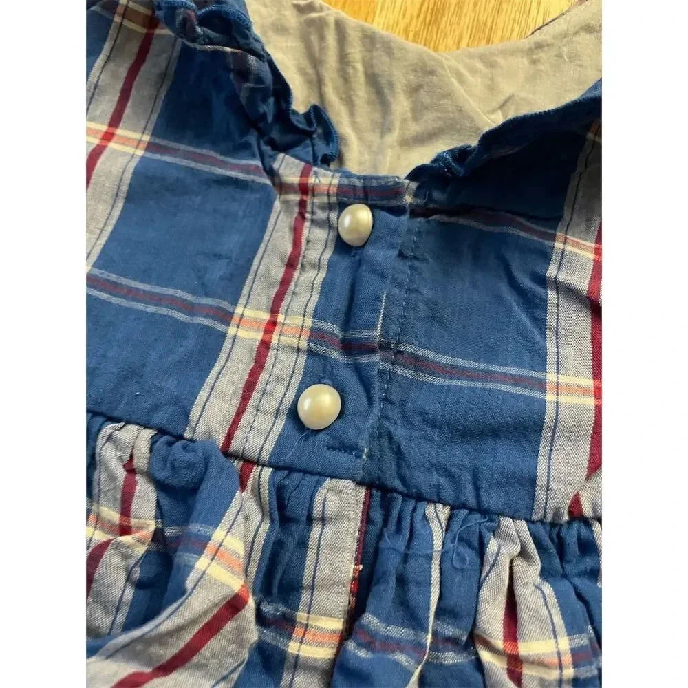 SweetHoney Girls Blue White Plaid Fit & Flare Dress Size 4 Peter Pan - Picture 5 of 5